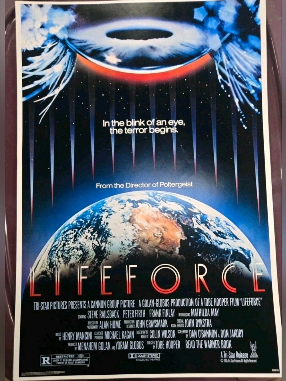 1985 Lifeforce Original Movie House Full Sheet Poster